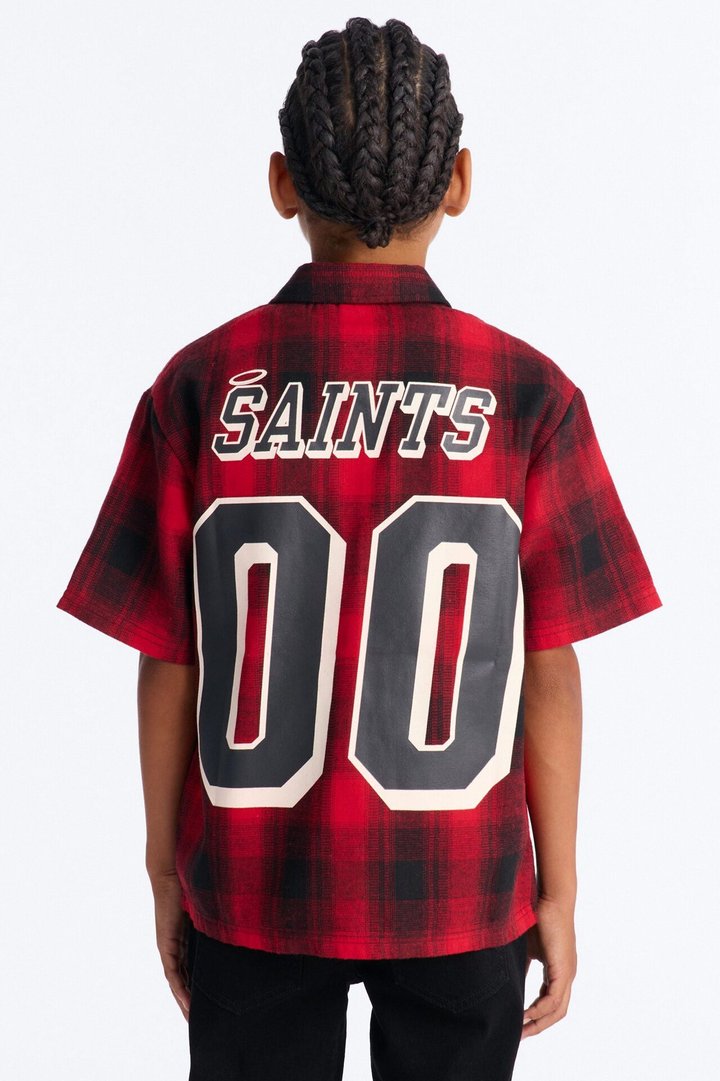 Mini Saints All Star League Front/Back Button Down Shirt - Red/Black
