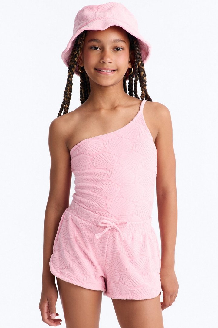 Mini Danielle Terry Cloth 3 Piece Short Set - Light Pink