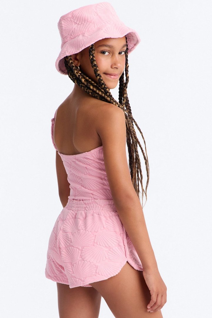 Mini Danielle Terry Cloth 3 Piece Short Set - Light Pink