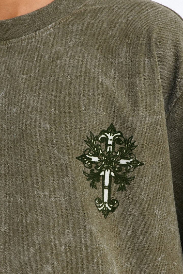 Mini Pure Paradise Short Sleeve Front/Back Tee - Olive