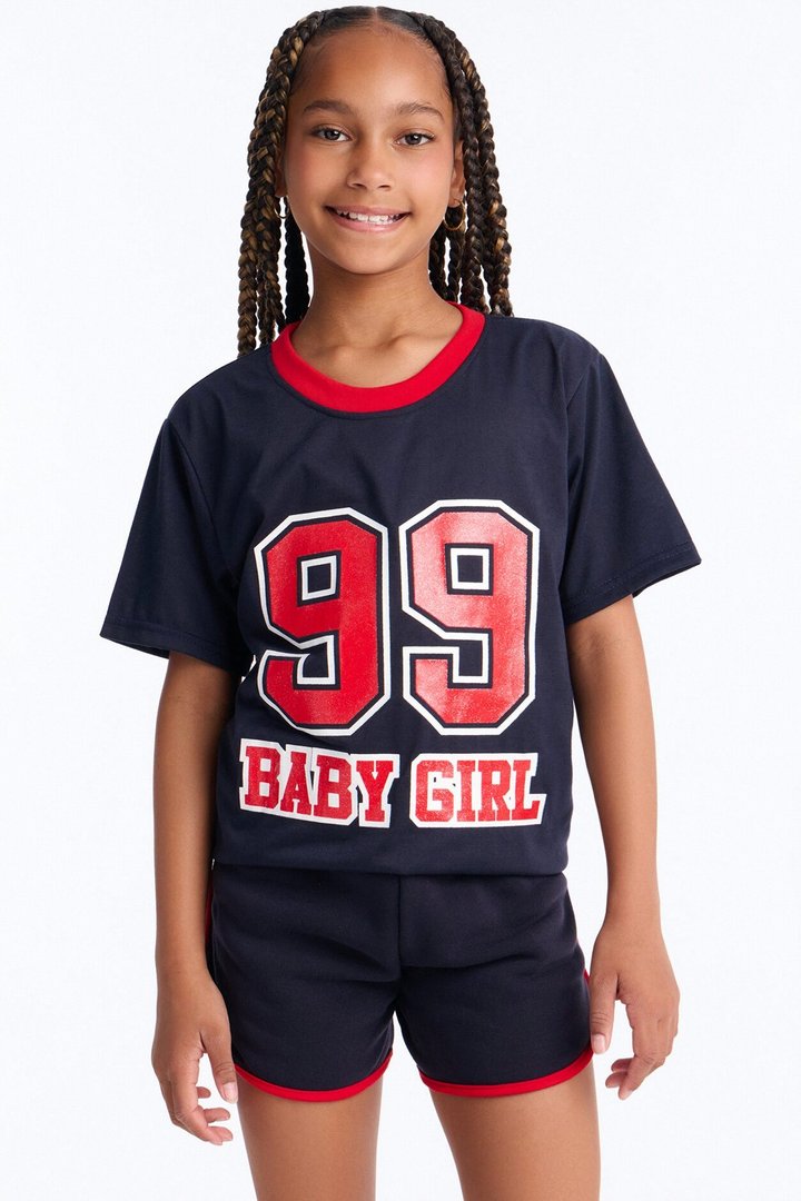 Mini Baby Girl 99 Short Set - Navy