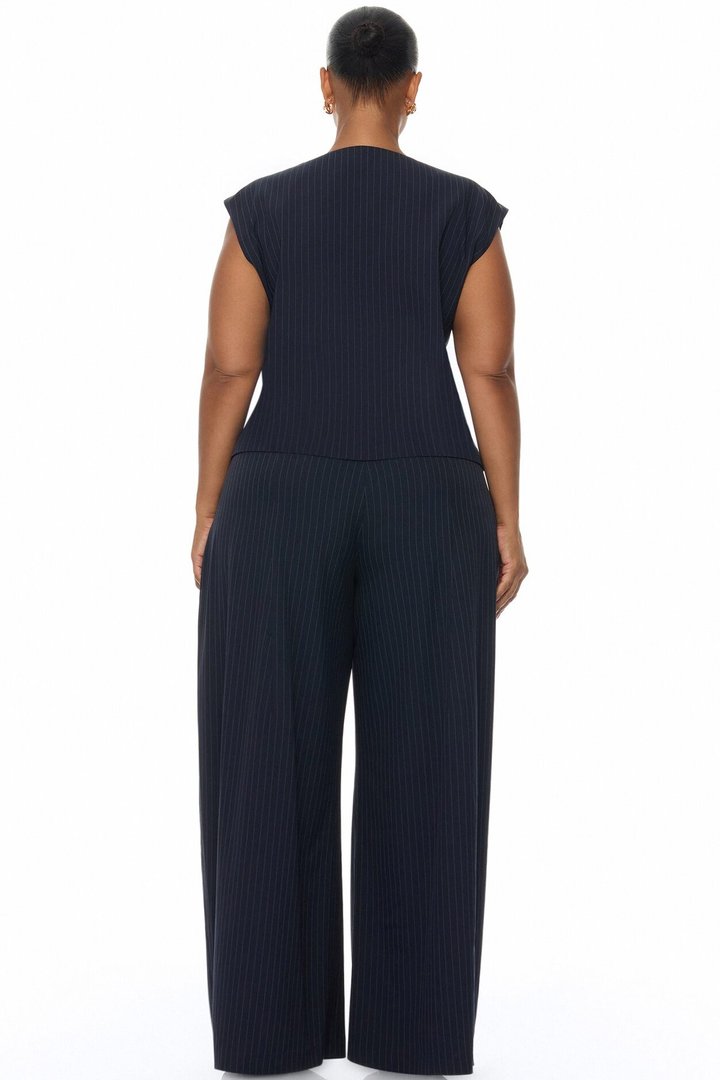 Zaya Wide Leg Pant Set - Navy/combo