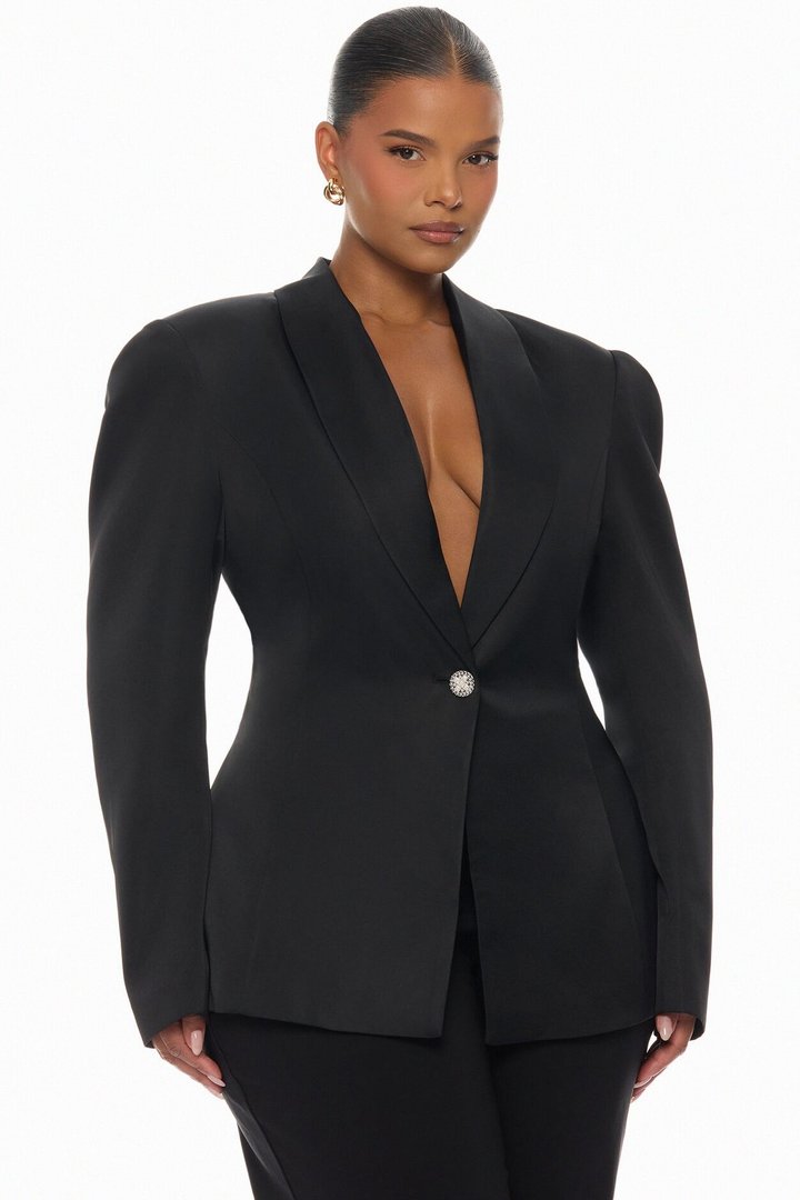 Hallie Pleated Blazer Pant Set - Black
