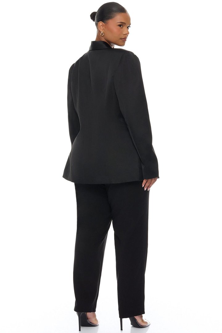 Hallie Pleated Blazer Pant Set - Black