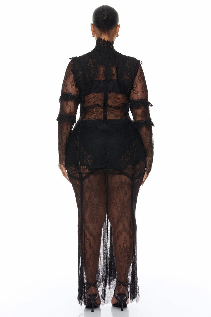 Lana Sheer Lace Maxi Dress - Black