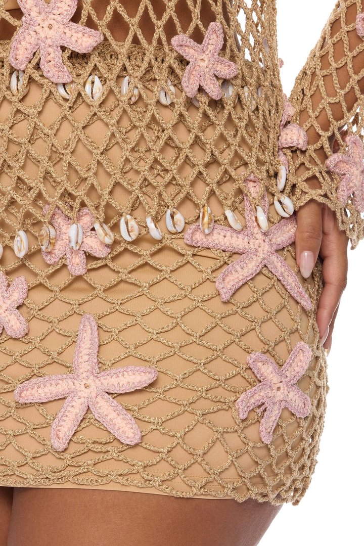 Coral Coast Crochet Mini Skirt Set - Brown/combo