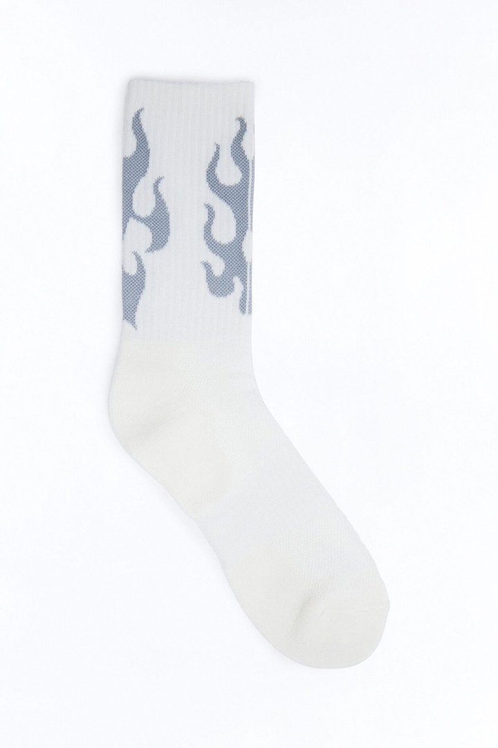 Contrast Flame Crew Socks - White