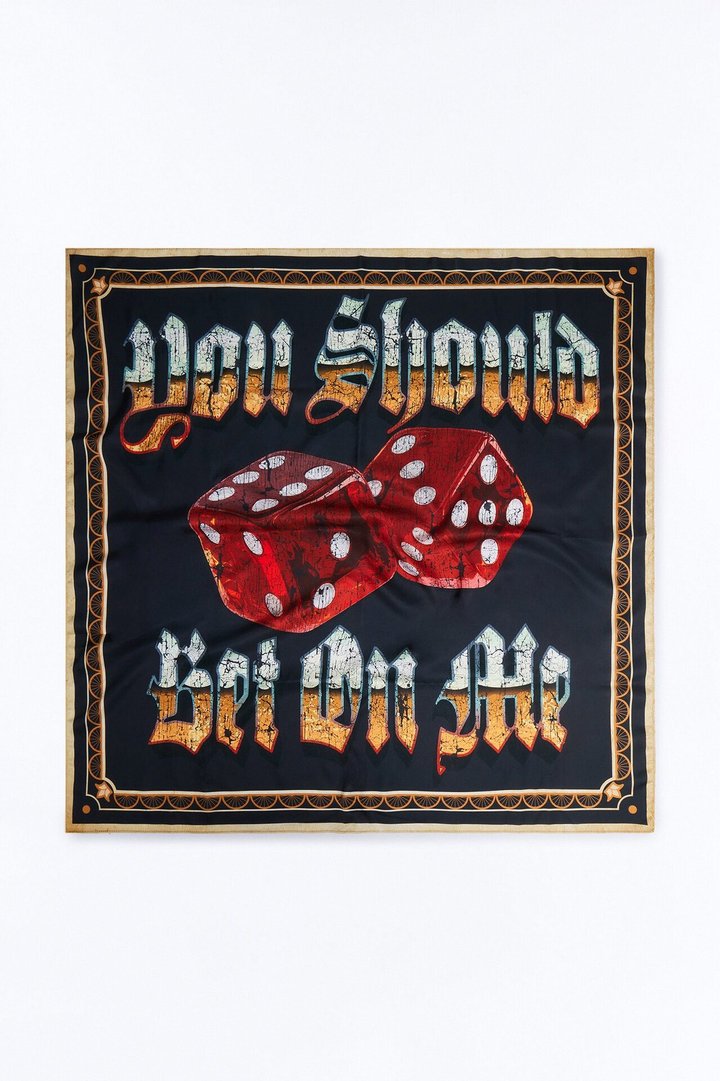 Bet On Me Rolled Dice Large Satin Bandana - Black