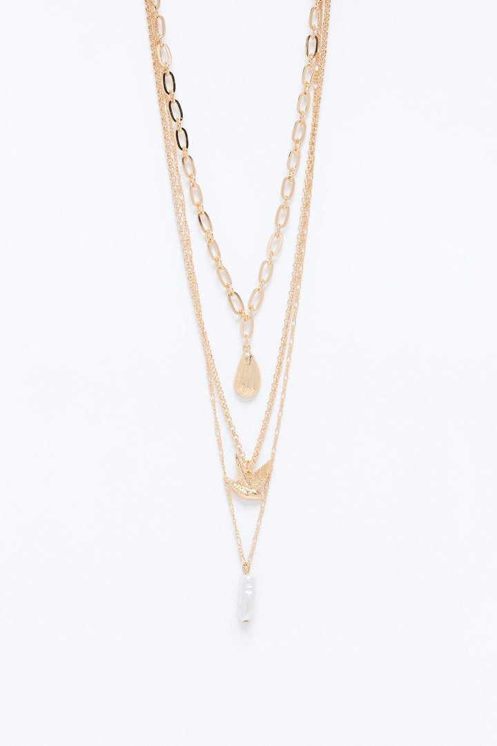 Ascending Flight Chain Necklace Set - Gold