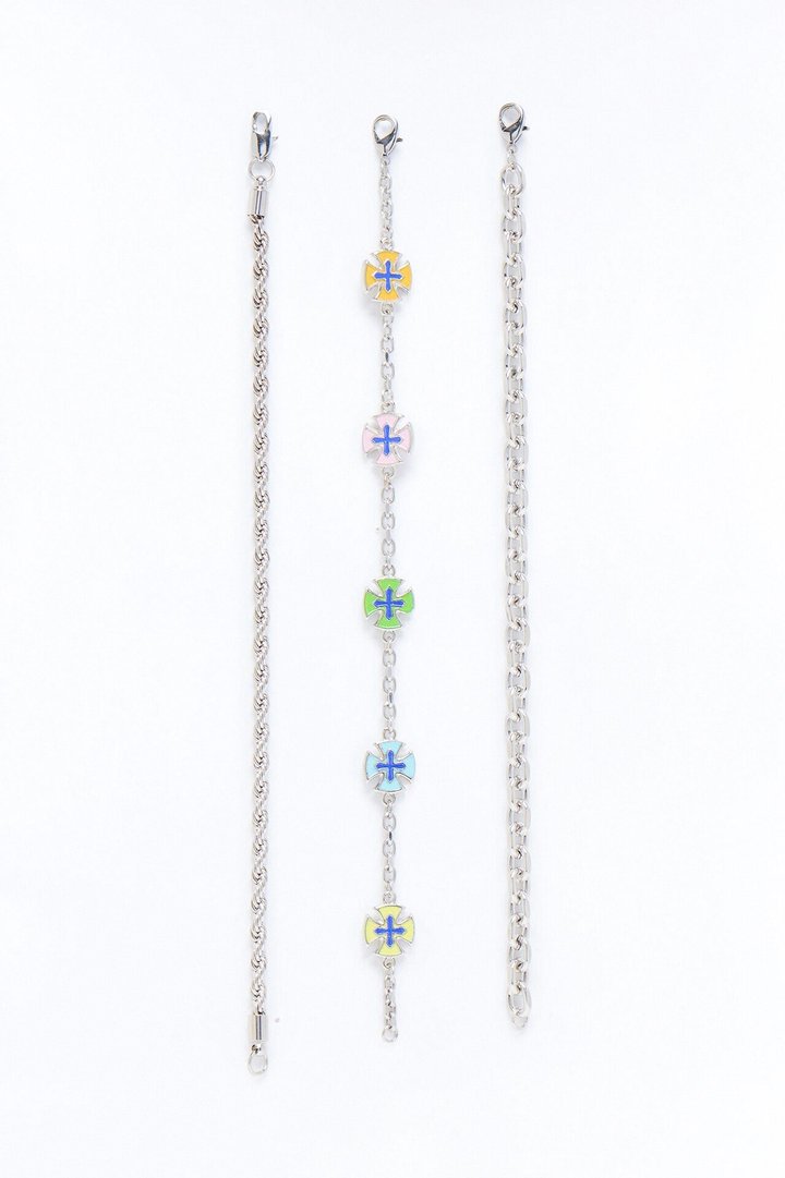 Cosmic Multi Star Chain Bracelet Set - Silver