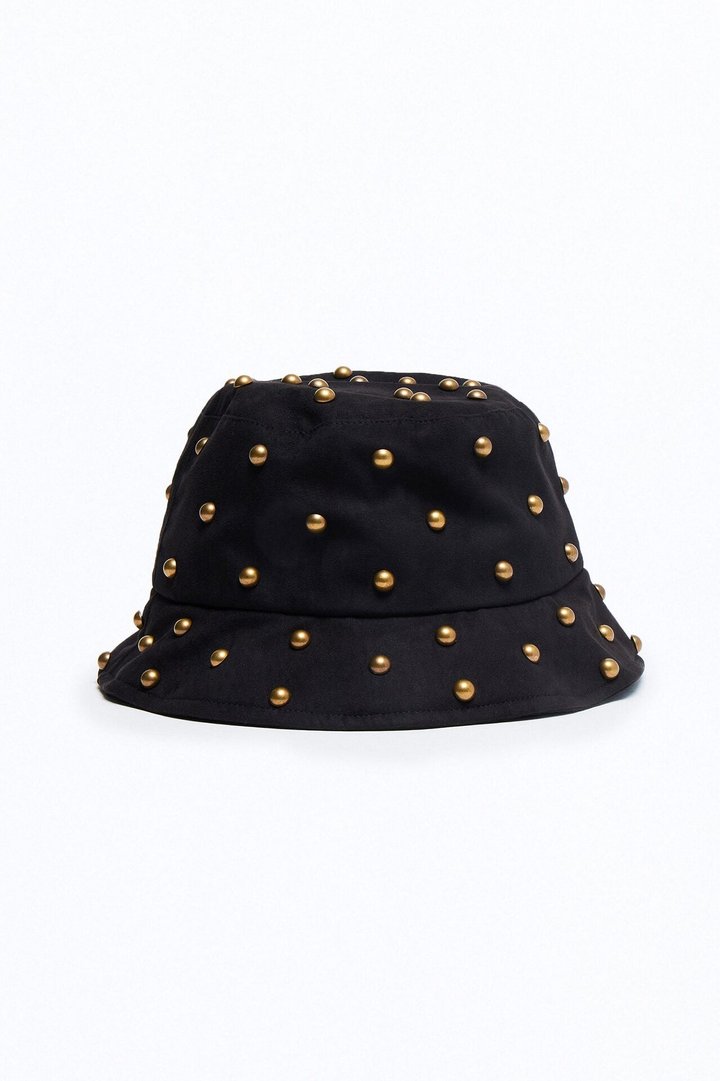 Viktor Suede Studded Bucket Hat - Black