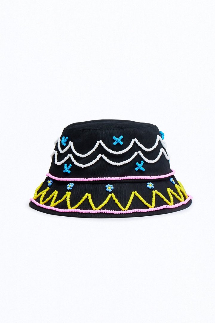 West Coast Beaded Bucket Hat - Black