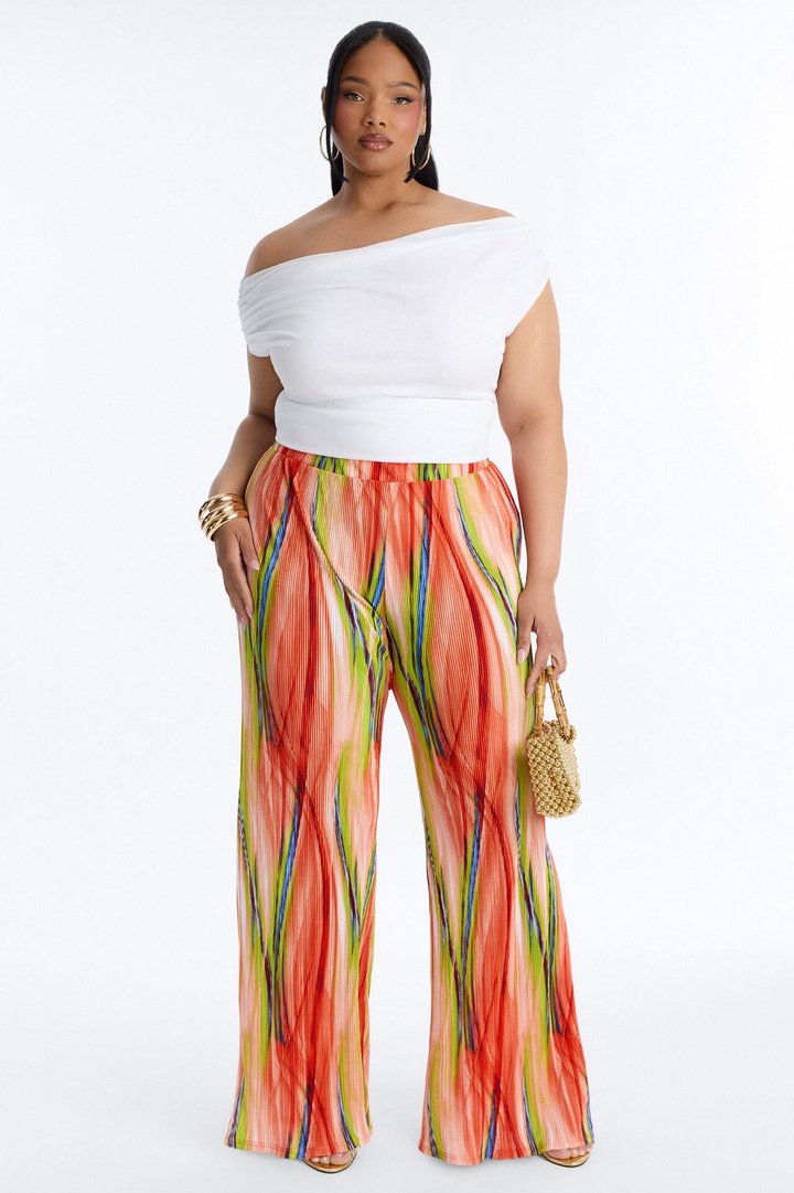 Pure Bliss Printed Plisse Pant - Green/combo
