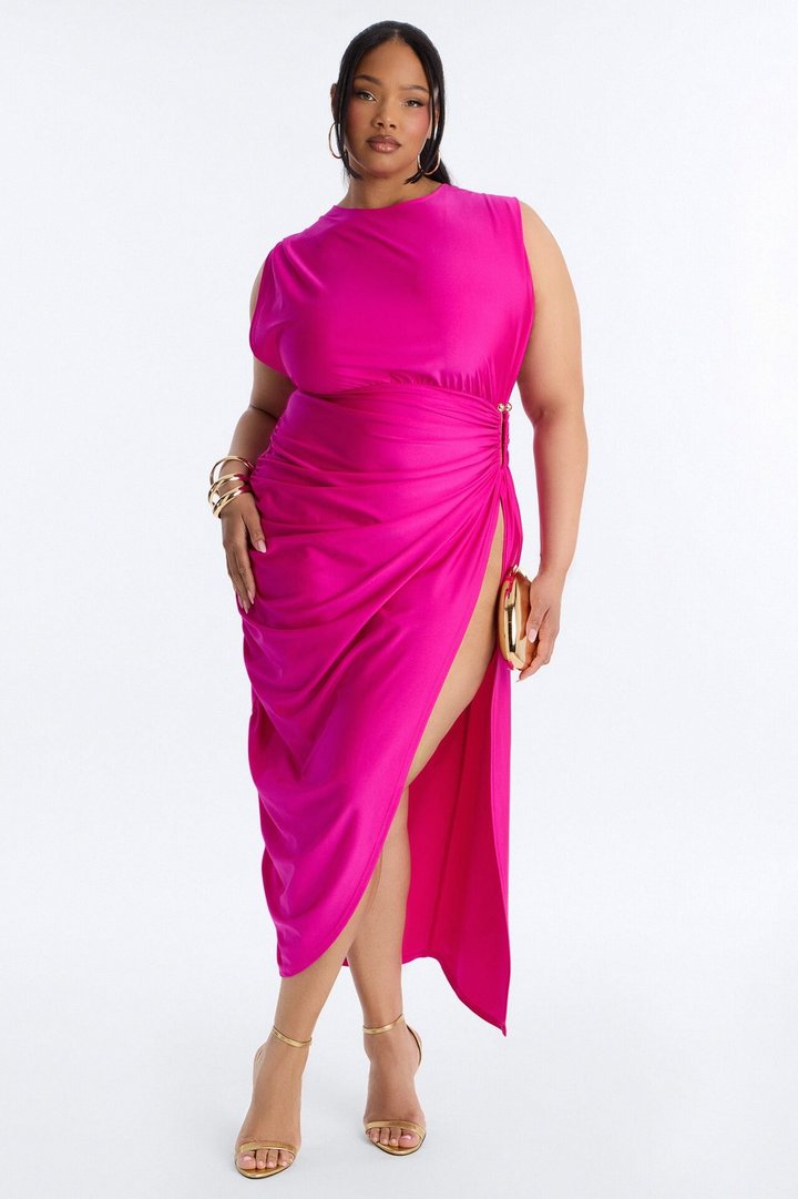 Spice It Up Midi Dress - Fuchsia