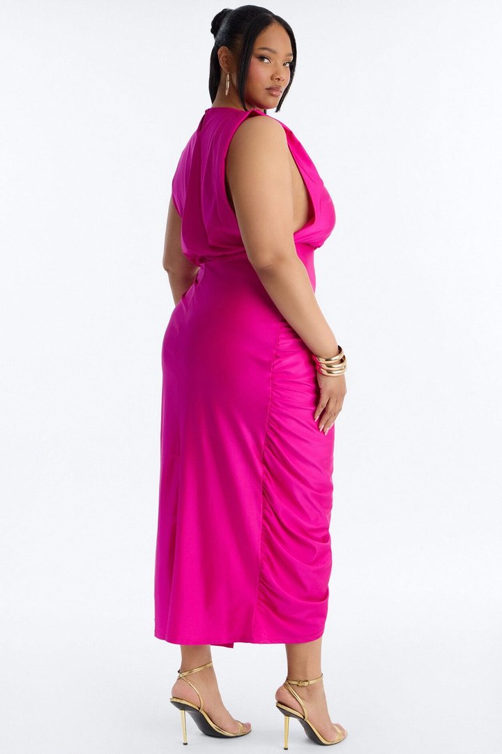 Spice It Up Midi Dress - Fuchsia