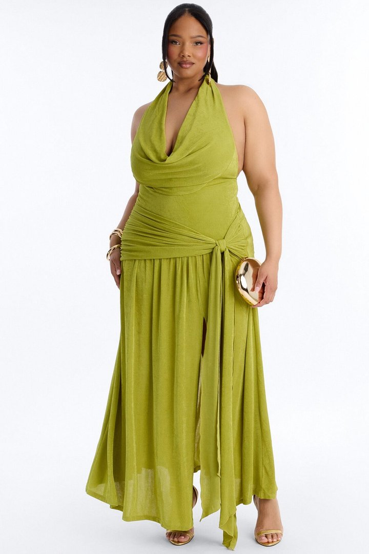 Untouchable Energy Slinky Maxi Dress - Chartreuse