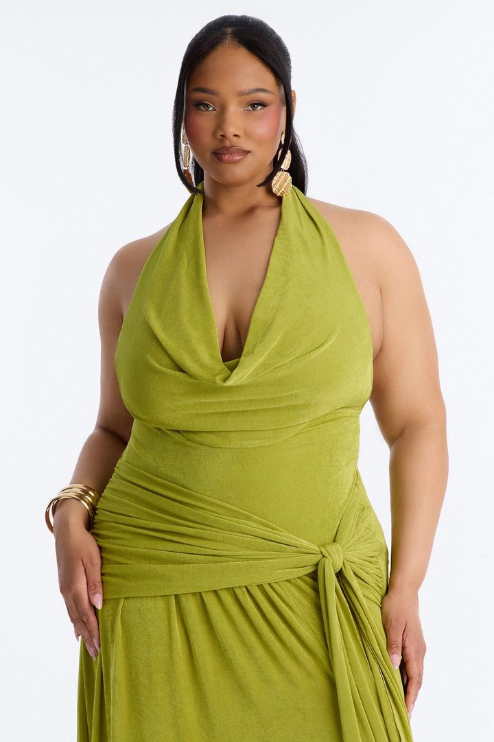 Untouchable Energy Slinky Maxi Dress - Chartreuse