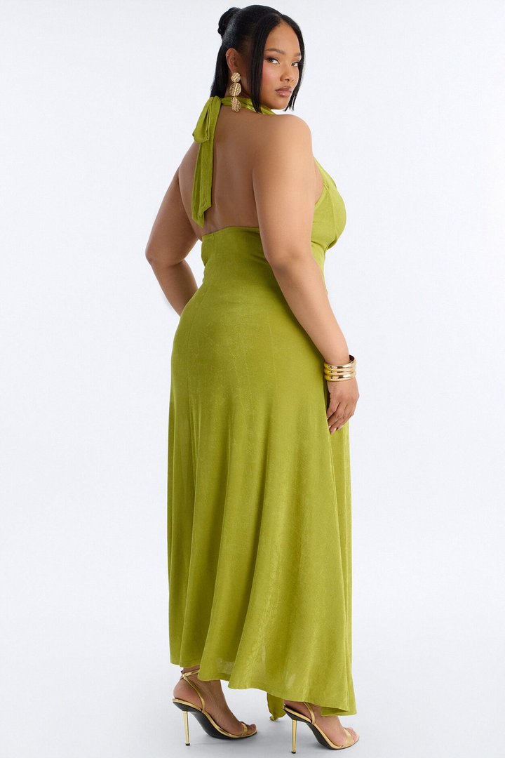Untouchable Energy Slinky Maxi Dress - Chartreuse