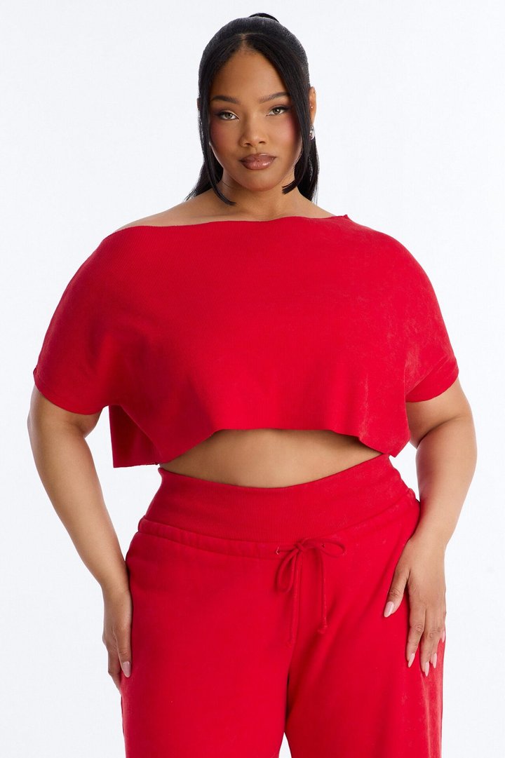 Mila Off Shoulder Top And Sweatpant Set - Red