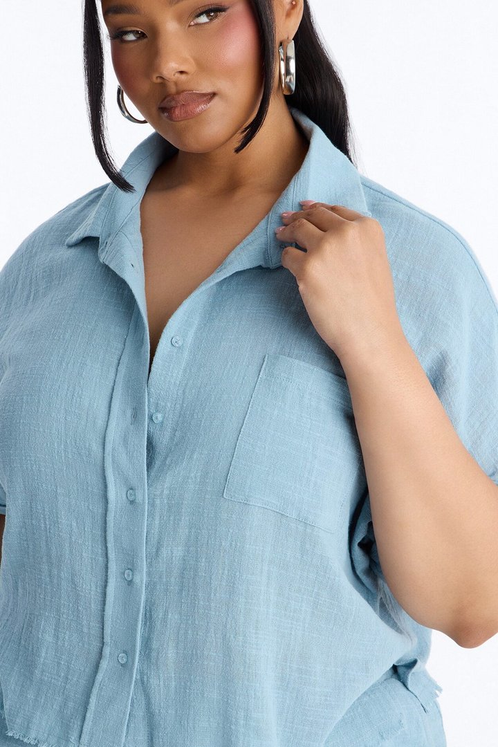 Easy Breezy Linen Short Set - Light Blue