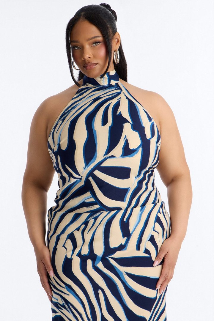Gigi Halter Chiffon Maxi Dress - Blue/combo