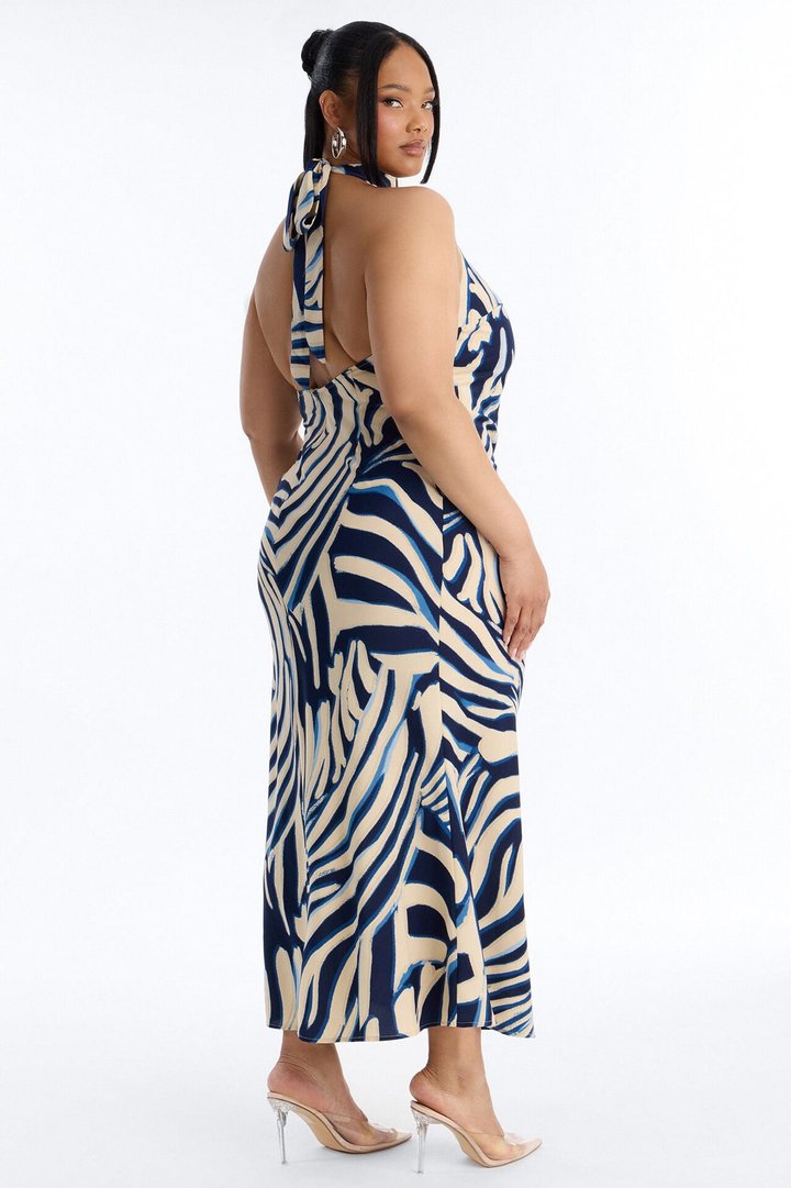 Gigi Halter Chiffon Maxi Dress - Blue/combo