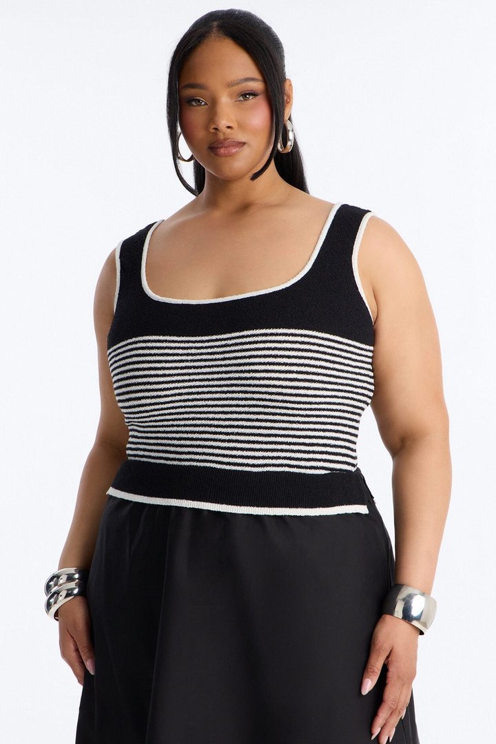 Julianne A Line Knit Maxi Dress - Black/White