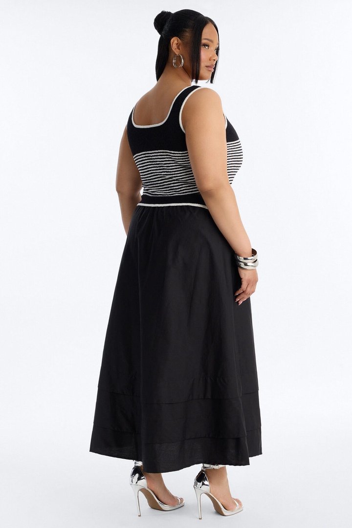 Julianne A Line Knit Maxi Dress - Black/White