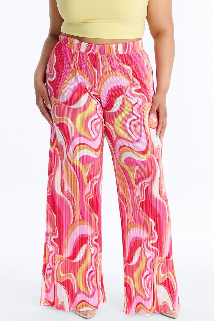 Pure Bliss Printed Plisse Pant - Pink/combo