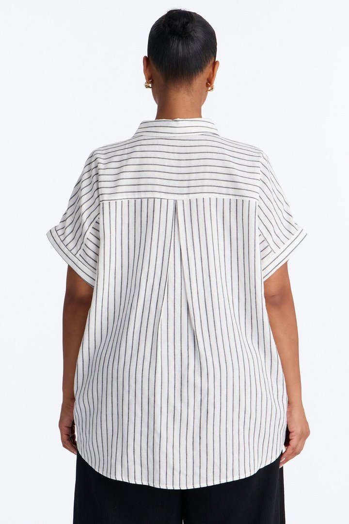 Soft Like Sunday Striped Linen Shirt - Black/combo