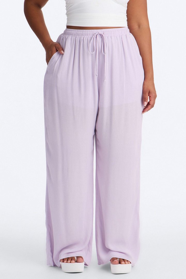 In Cannes For The Summer Wide Leg Gauze Pant - Lavender