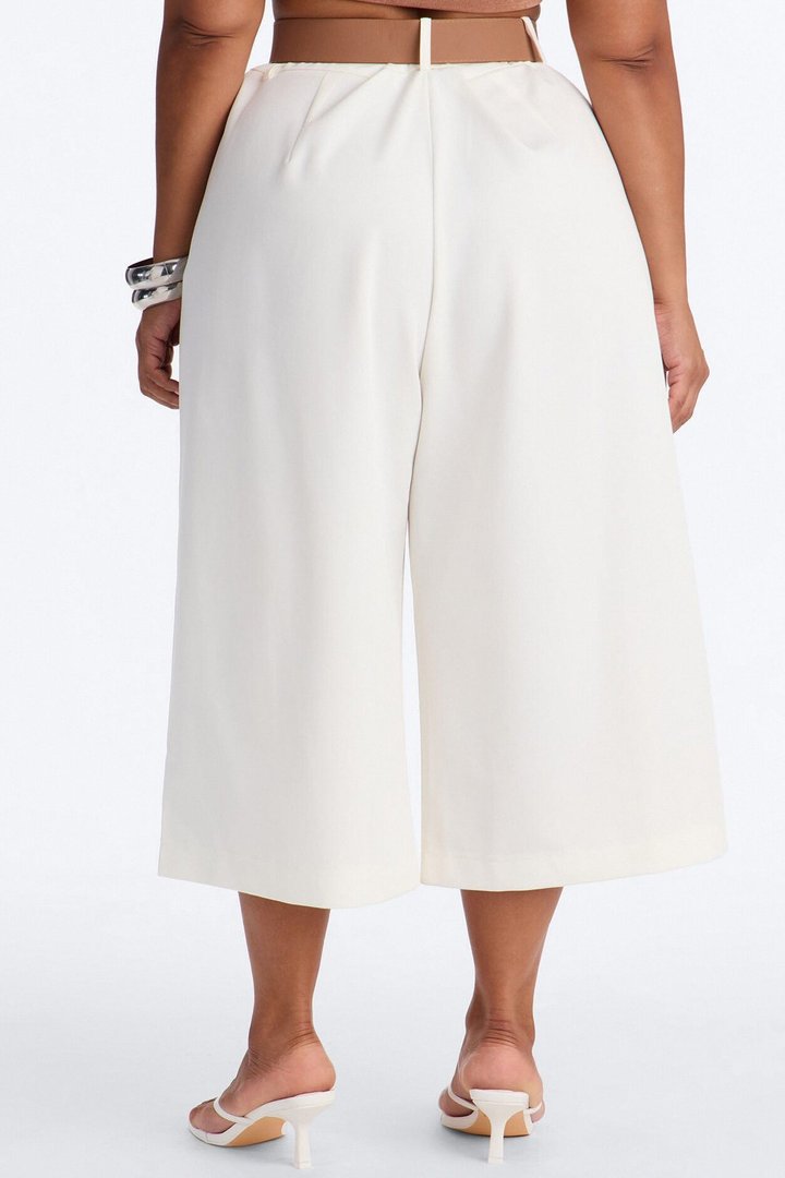 Misty High Rise Belted Culotte Trouser Pant - White