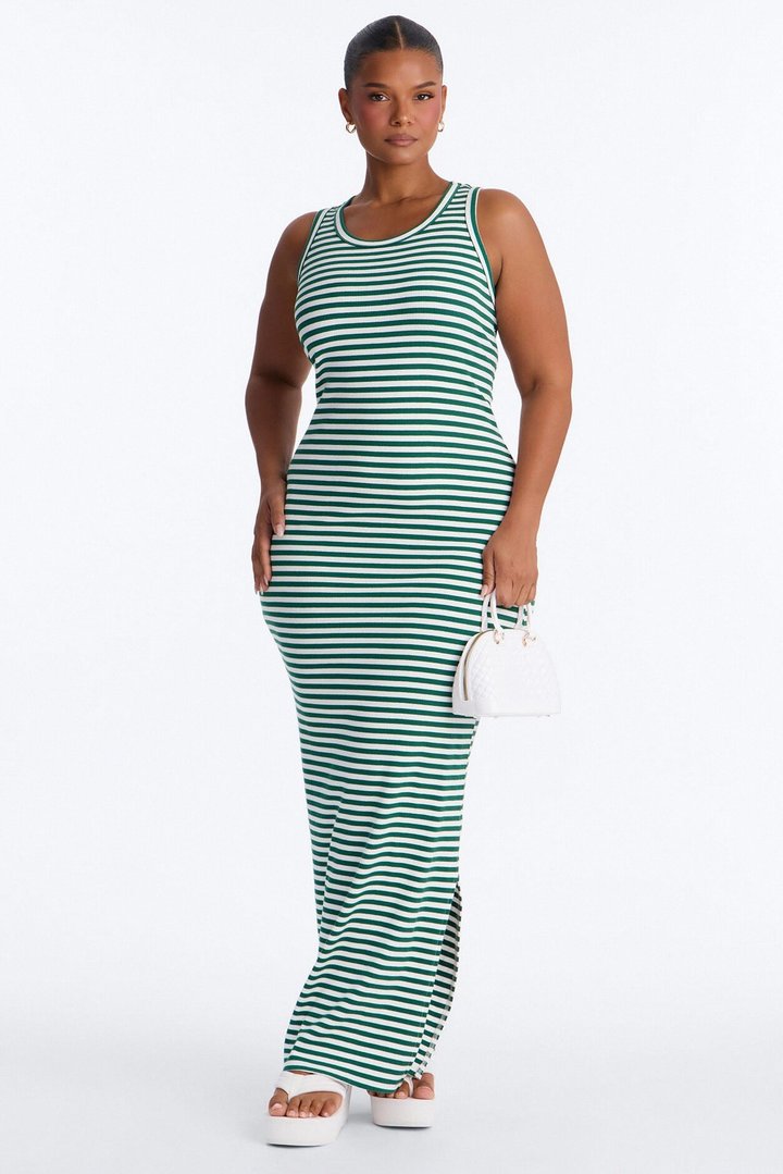 Natalia Striped Maxi Dress - Kelly Green