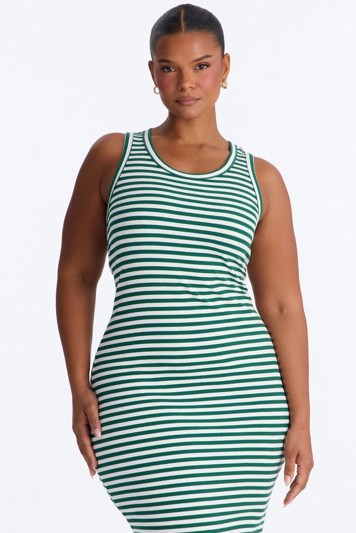 Natalia Striped Maxi Dress - Kelly Green