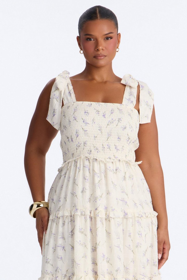 Mable Smocked Maxi Dress - Purple/combo