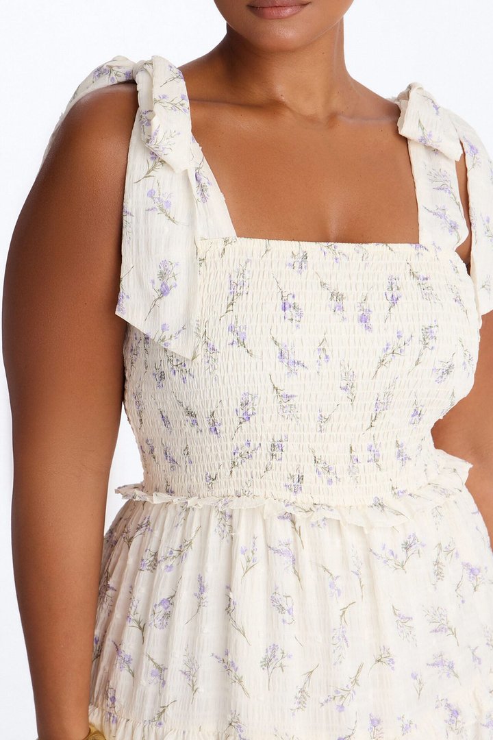 Mable Smocked Maxi Dress - Purple/combo