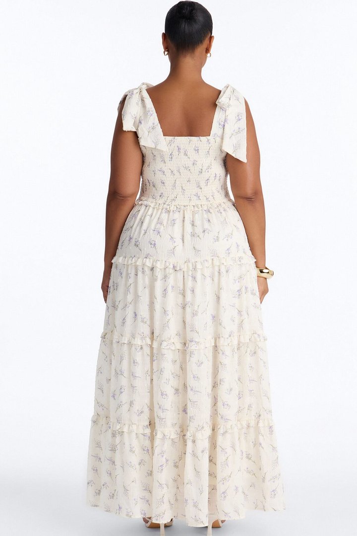 Mable Smocked Maxi Dress - Purple/combo
