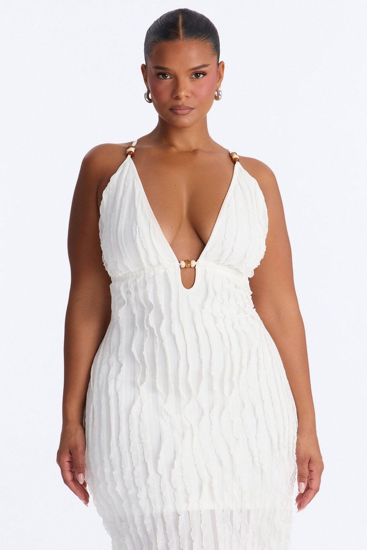 Like No Other Textured Maxi Dress - White