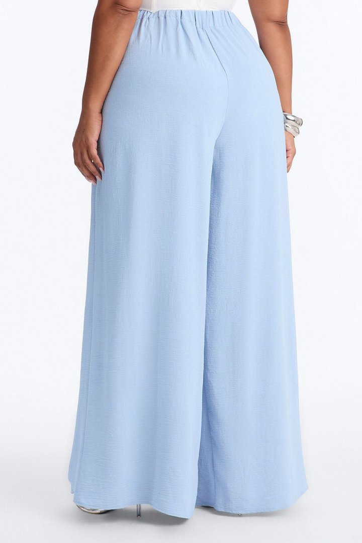 Amiah High Rise Wide Leg Flowy Pant 33″ - Light Blue