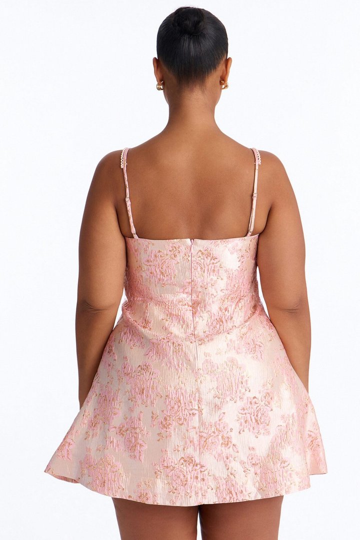 Sugar And Spice Jacquard Mini Dress - Pink