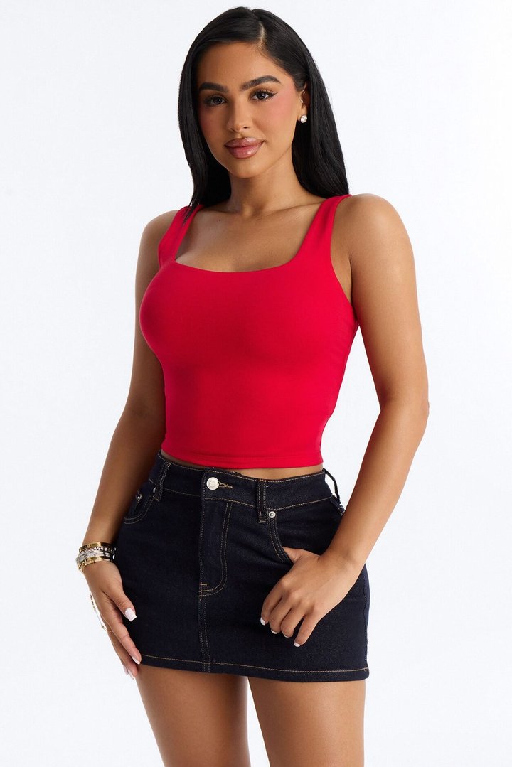 Everyday Double Lined Basic Tank Top - Red