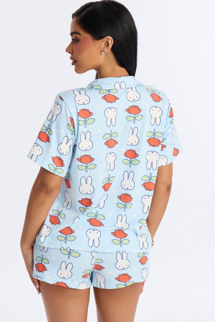 Miffy Floral PJ Short Set - Blue/combo