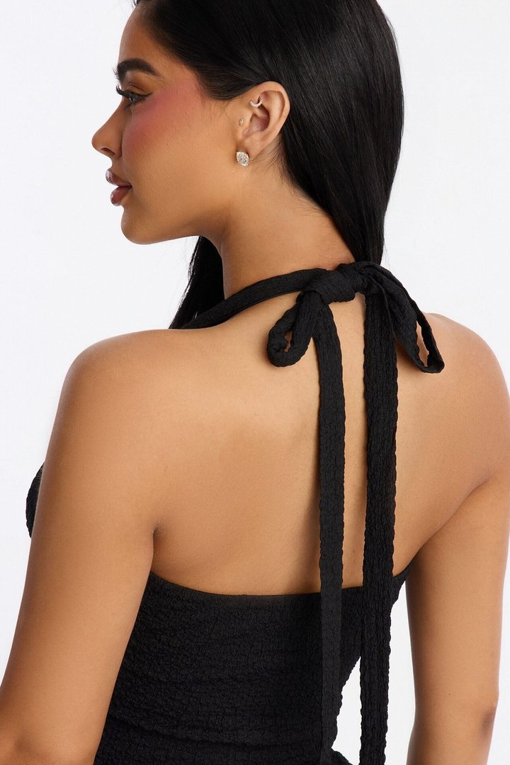 Cynthia Ruffle Micro Romper - Black