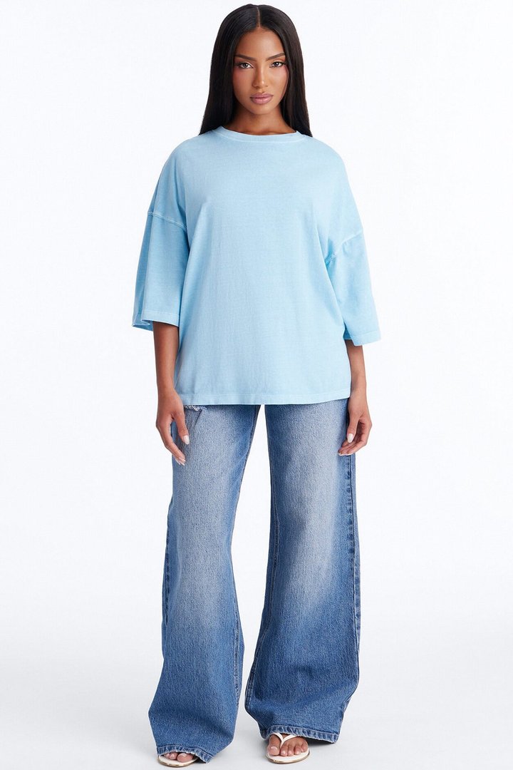 London Washed Oversized Short Sleeve T-Shirt - Blue