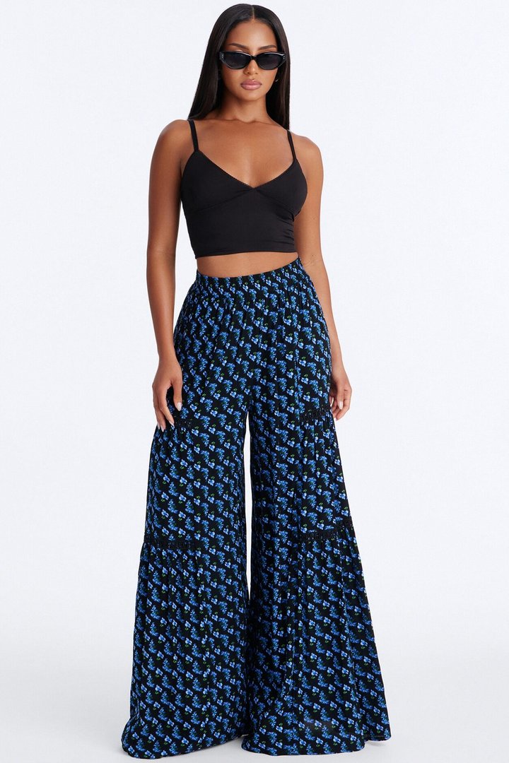Maybe Later Wide Leg Pant - Blue/combo