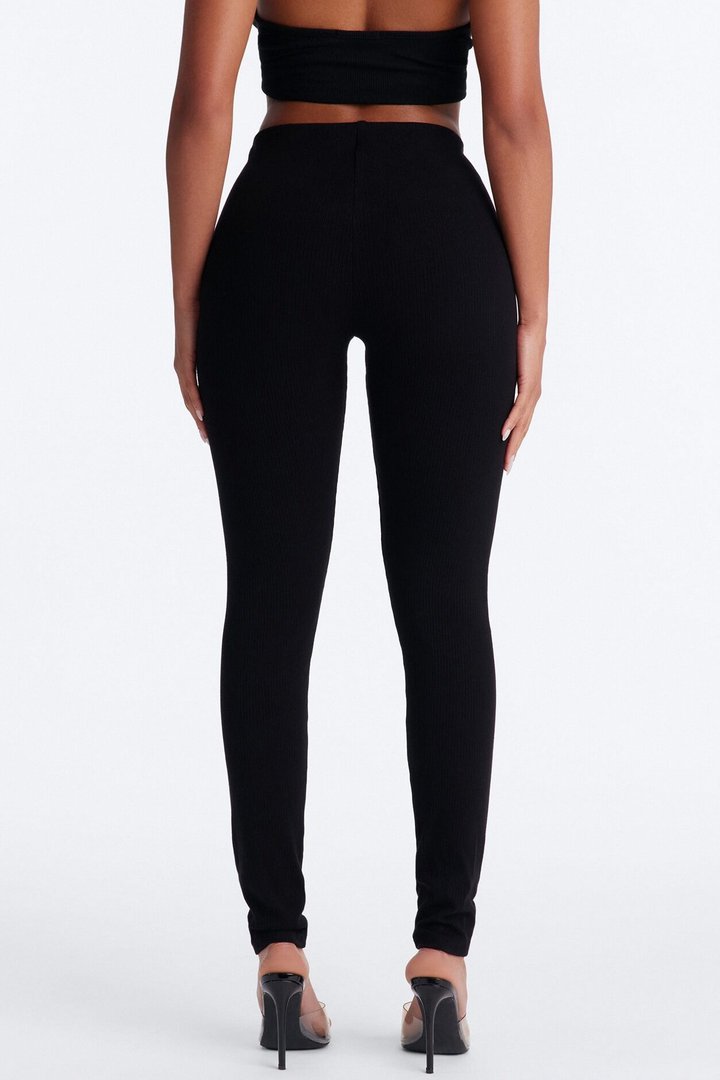 Ultra Ribbed Mid Rise Legging - Black