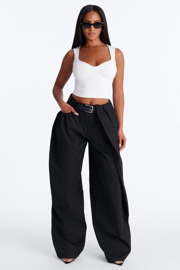 Kass High Rise Belted Wide Leg Pant - Black