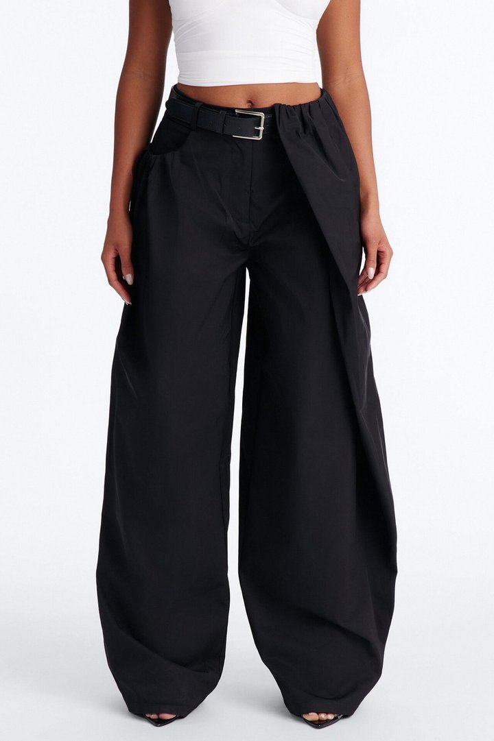 Kass High Rise Belted Wide Leg Pant - Black