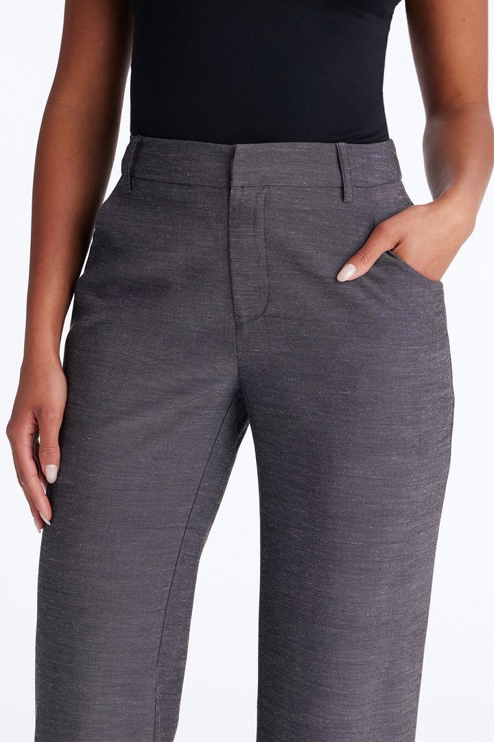 Stacy Low Rise Straight Leg Linen Trouser - Black