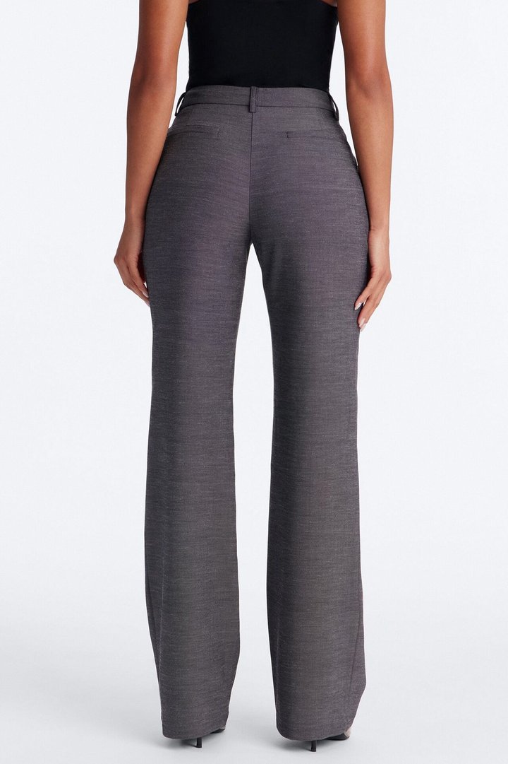 Stacy Low Rise Straight Leg Linen Trouser - Black